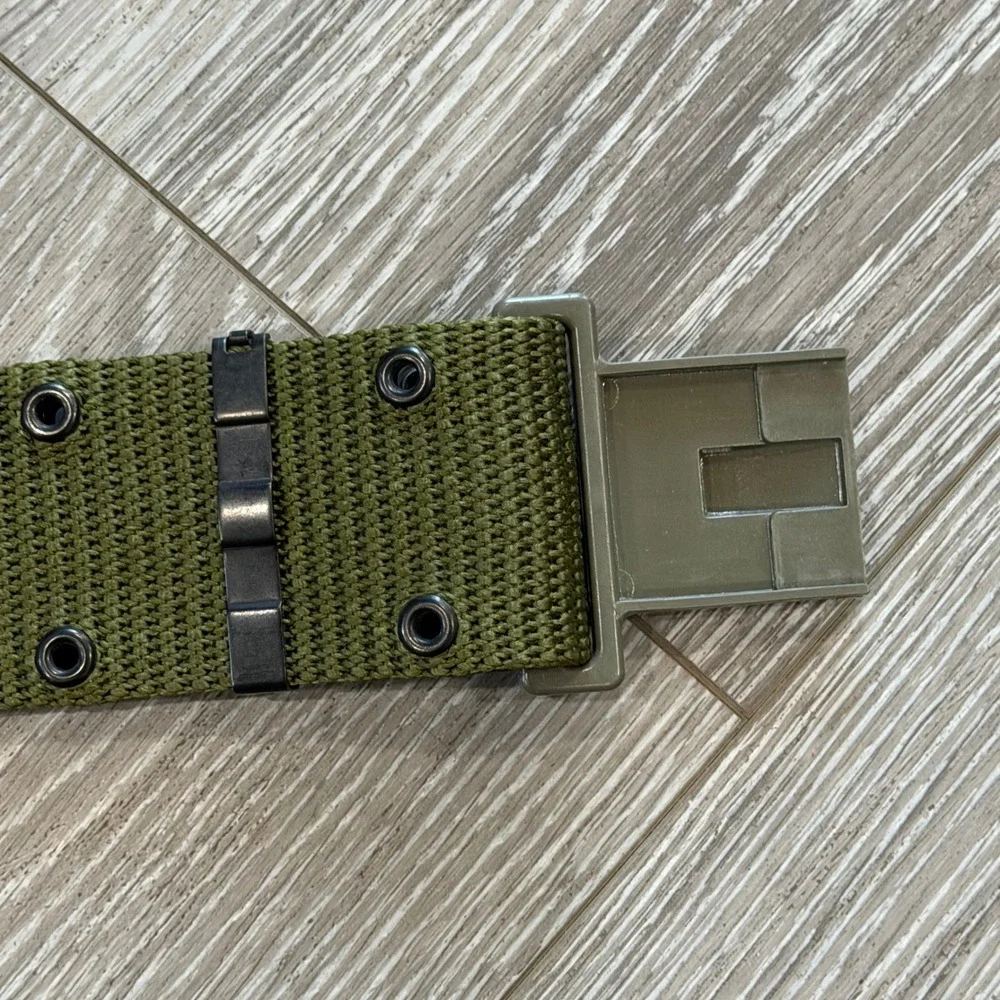 US Military LC-2 Nylon Web Pistol Belt Olive Drab Green Large ALICE Gear 80s Vtg